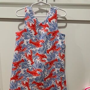 Kids Lobster Print Dress - Red and Blue